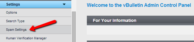 Access spam manager in vBulletin