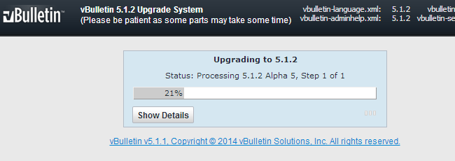Wait for full completion of vBulletin upgrade