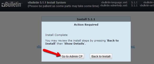 vBulletin installation completed