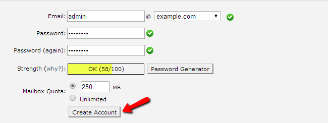 Create a new email account in cPanel