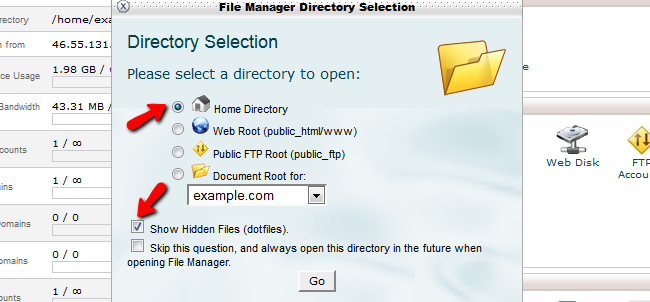 Edit File Manager options