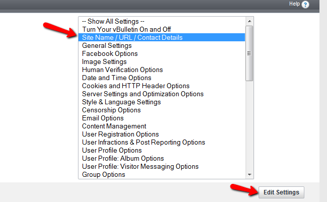 Edit basic vBulletin details