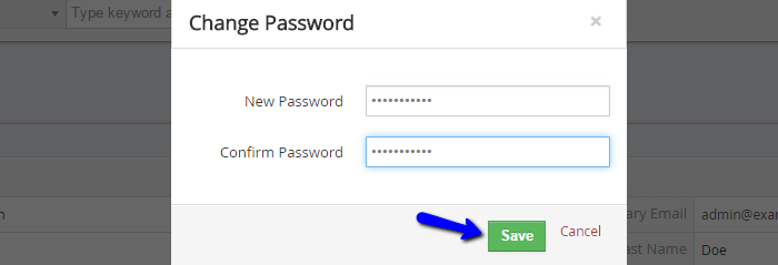 Enter new account password in vTiger