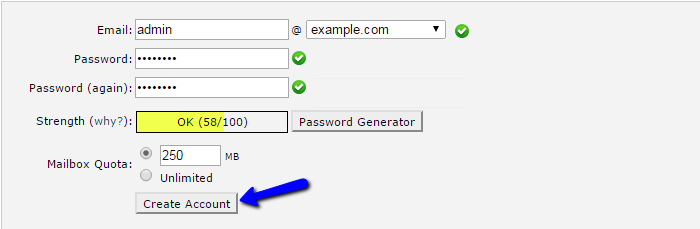 Create email account in cPanel