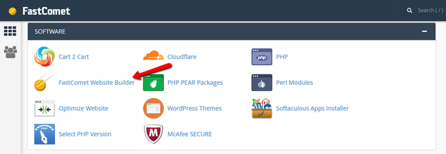 Accessing the FastComet Website Builder via cPanel