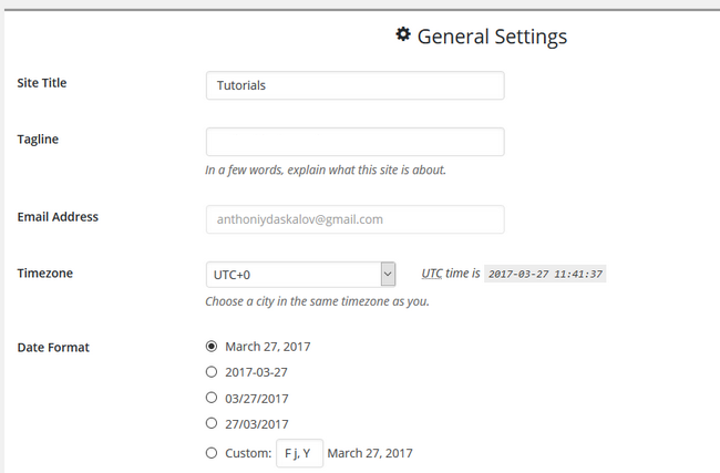 Overview of the General Settings in the website builder