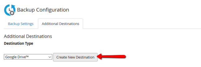 Selecting Google Drive as Additional Destination in your backup configuration