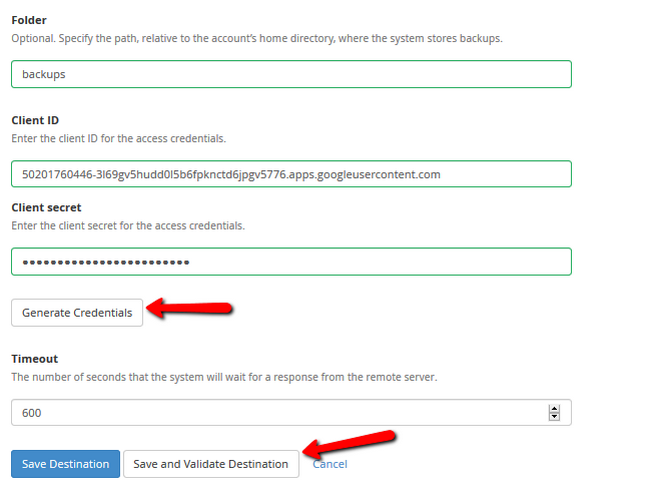 Configuring your backups to Google Drive