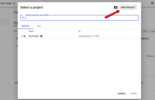 Adding a new google project