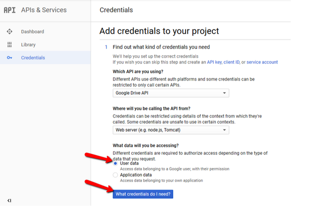 Configuring your Google Drive API credentials