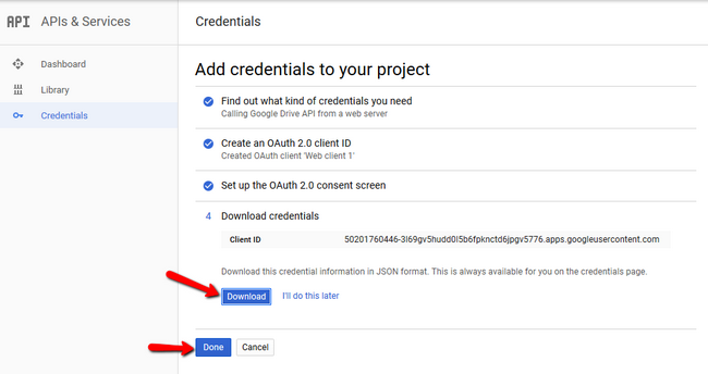 Downloading your client secret credentials
