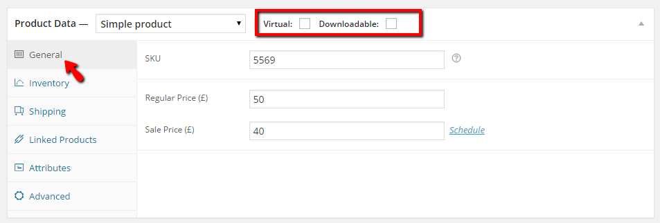 configuring the general settings for your new product