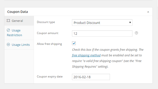 Configuring the coupon data section