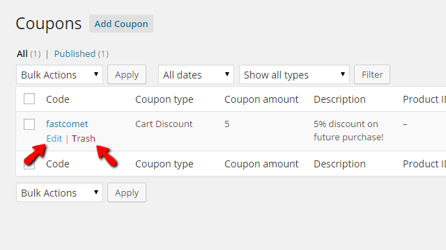 editing or deleting coupons