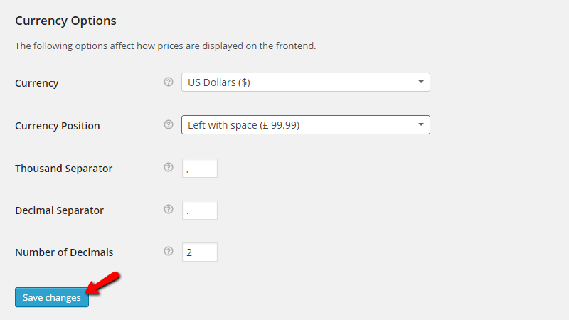 accessing the general options page