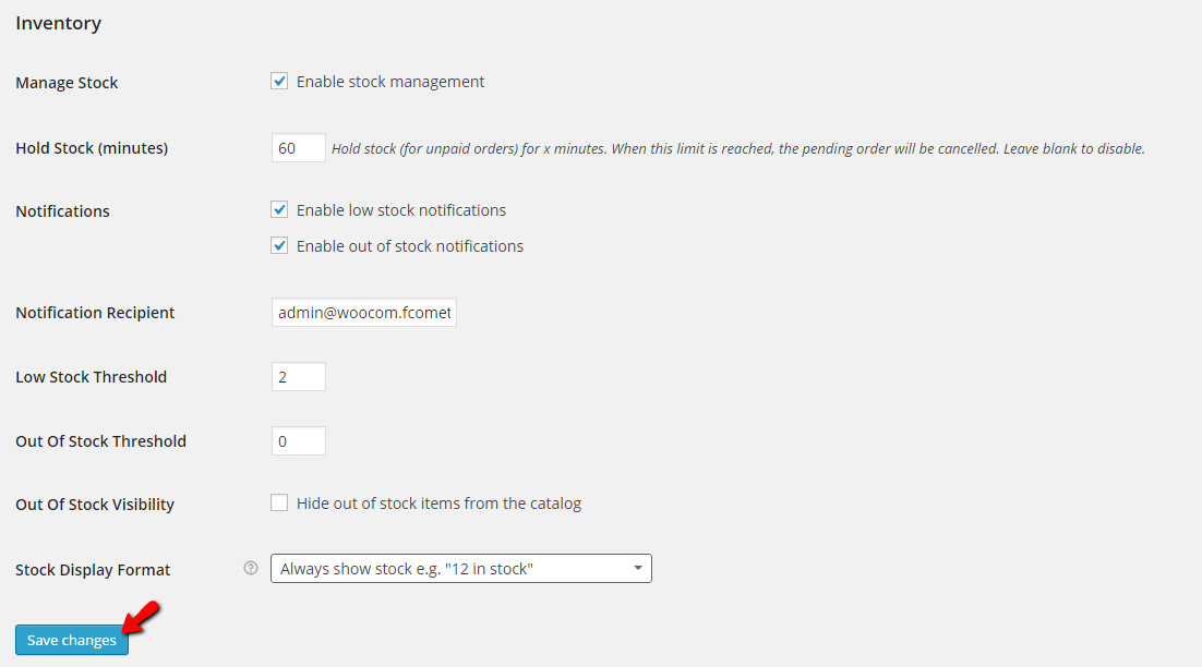 configuring the inventory pages