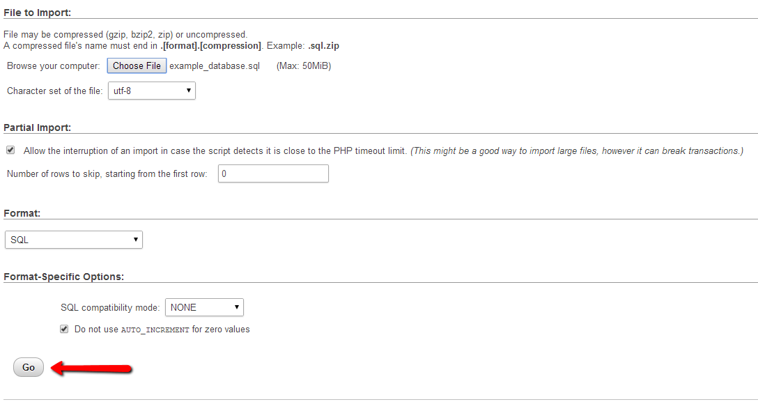 choosing the database file