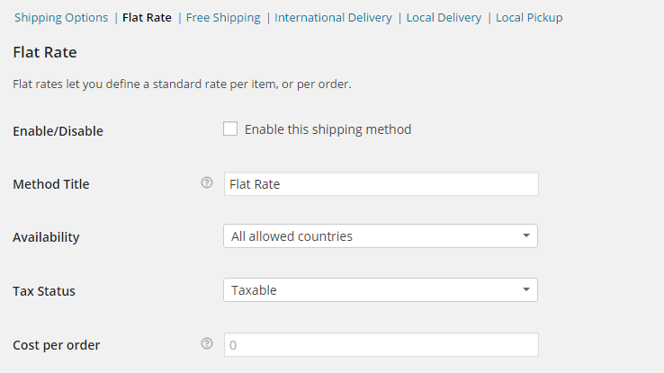 accessing the Flat rate shipping method