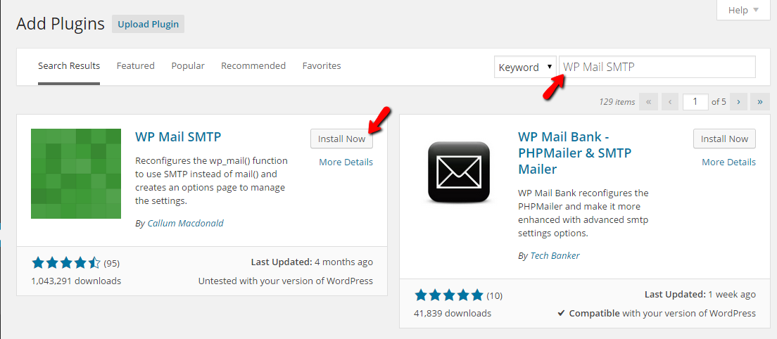 installing the wp mail smtp plugin 