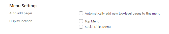 WordPress Menu Settings