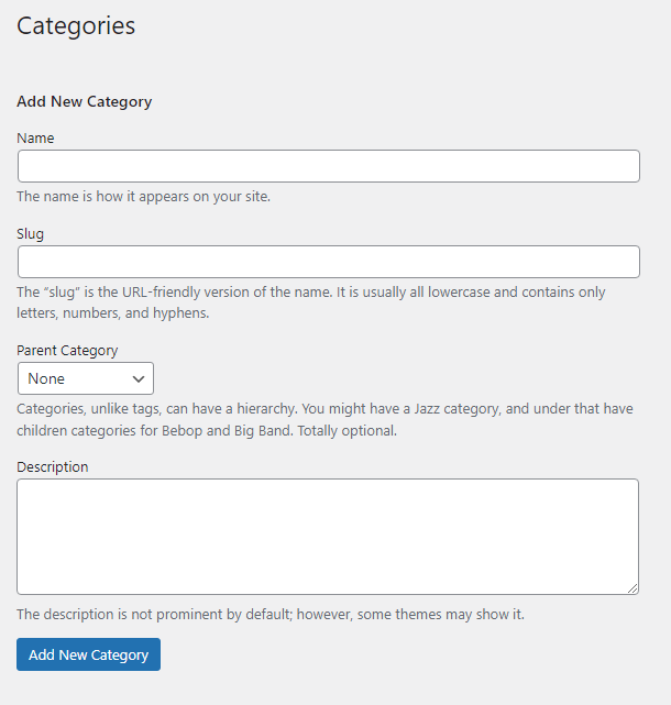 WordPress Categories