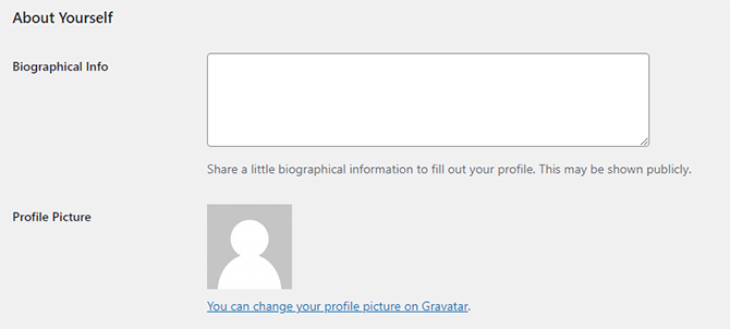About Yourself Info WordPress