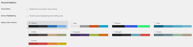 WordPress User Personal Options