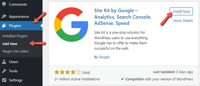 Install Google Site Kit