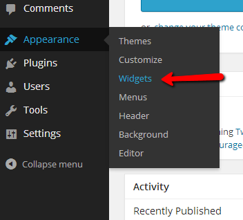 Go to Appearance Widgets