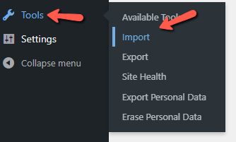 Go to Tools Import