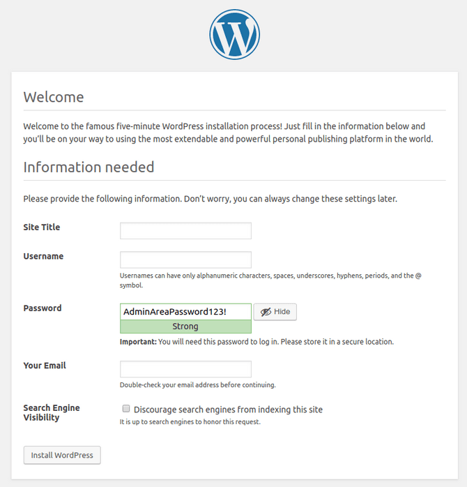 WordPress Website and Admin Settings in Manual Install