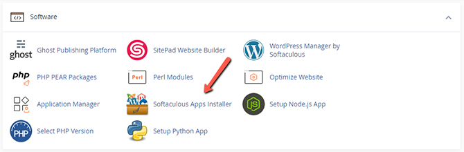 Find Softaculous in cPanel