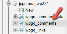 wpgo_comments Database