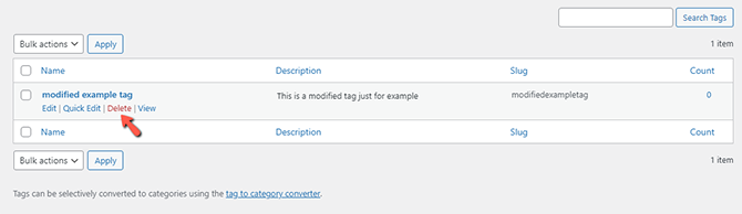 Delete WordPress Tag