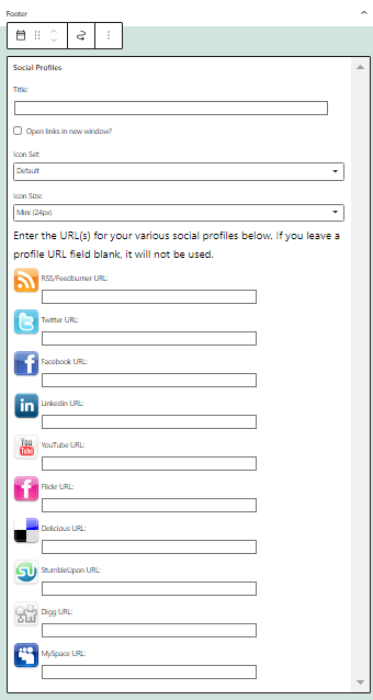 Configure Social Profiles Widget