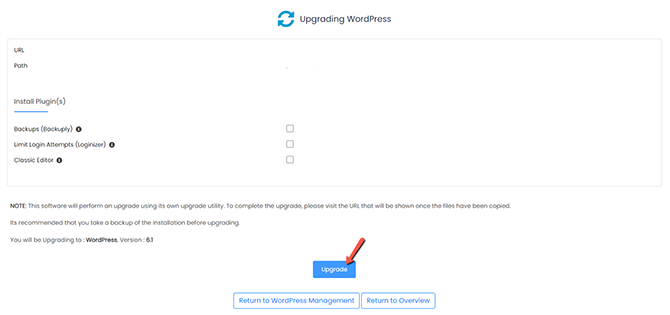 Upgrade WordPress