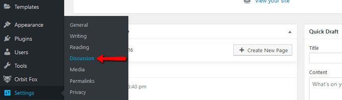 Access the Discussion Settings in WordPress