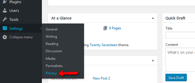 Access the Privacy Settings in WordPress