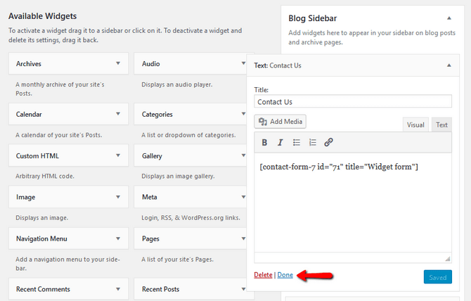 Add Contact Form Shortcode to a Text Widget in WordPress