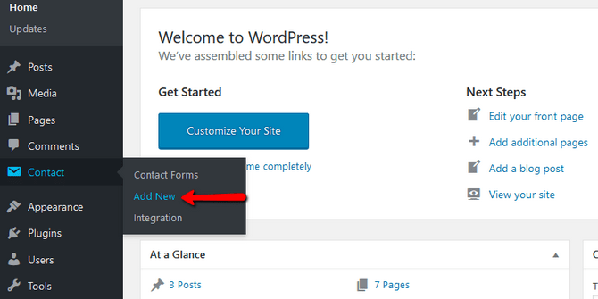 Add a new Contact Form in WordPress