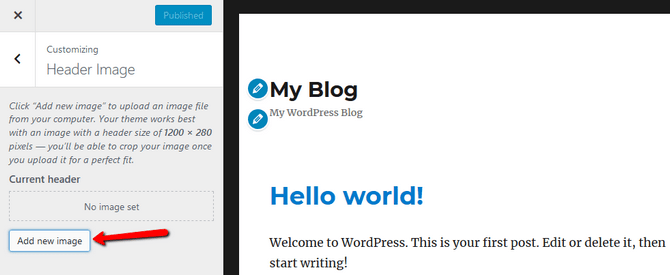 Add new header image in WordPress