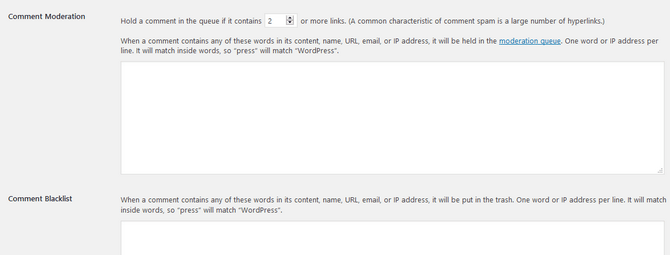 Comment Moderation and Blacklist Settings in WordPress