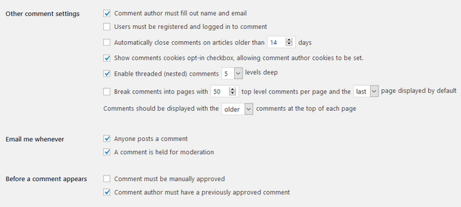 Comment Settings in WordPress
