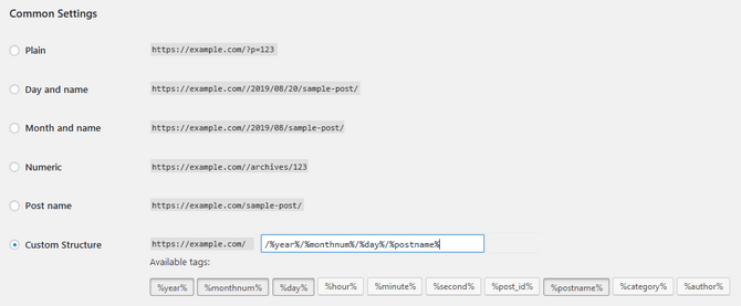 Common Permalinks Settings in WordPress