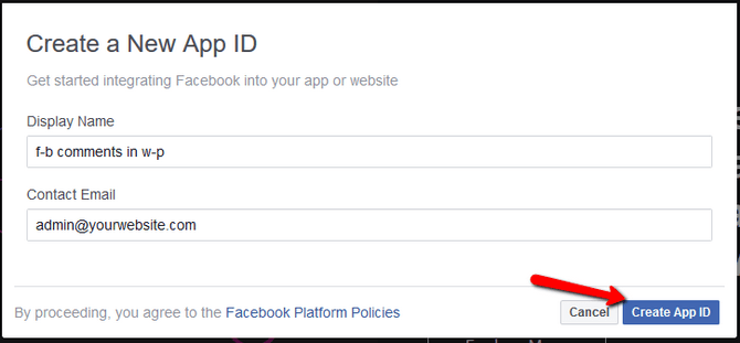 Create App ID via the Facebook Developers Dashboard