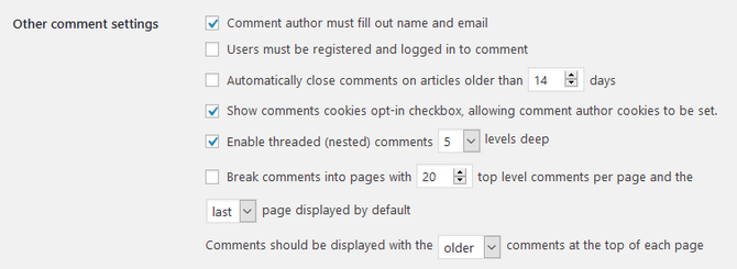 Display and Behavior Comment Settings in WordPress