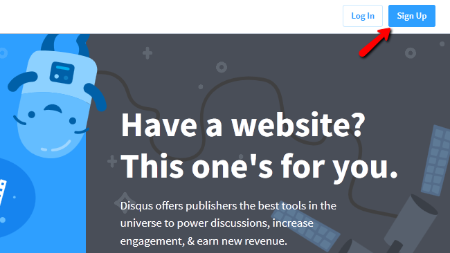 Signing up an account in Disqus