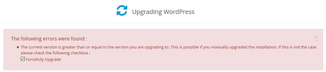 Forcefully Update WordPress in Softaculous