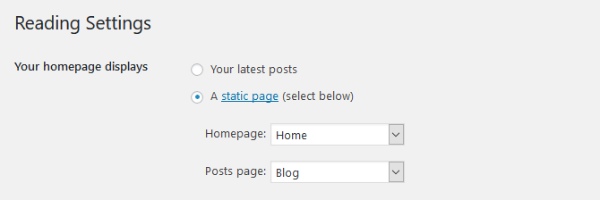 Homepage Display Settings in WordPress