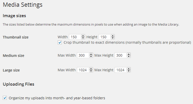 Image and Thumbnail Size Settings in WordPress